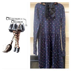 Halloween Day School Dress in Deep Navy and Muted Primaries: H&M Girls Size 8-10